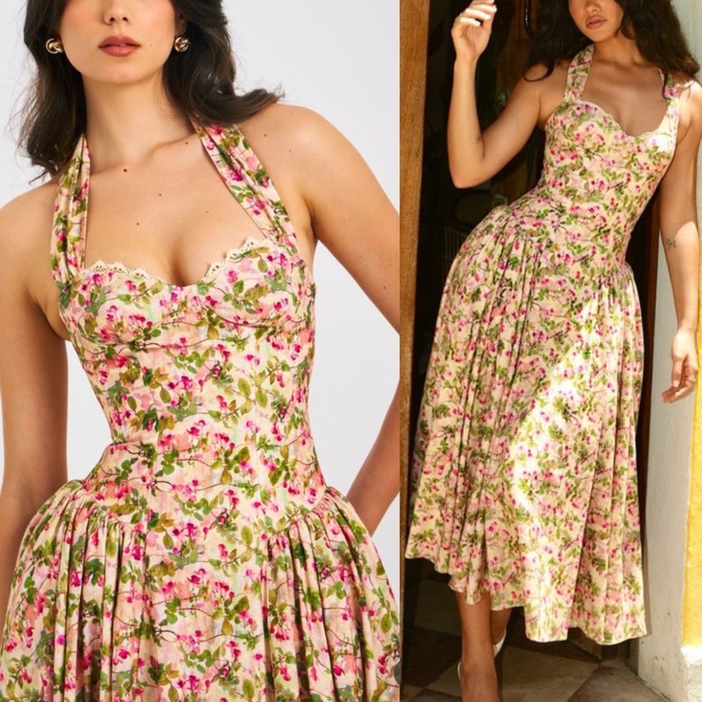 Floral Pink Midi Dress